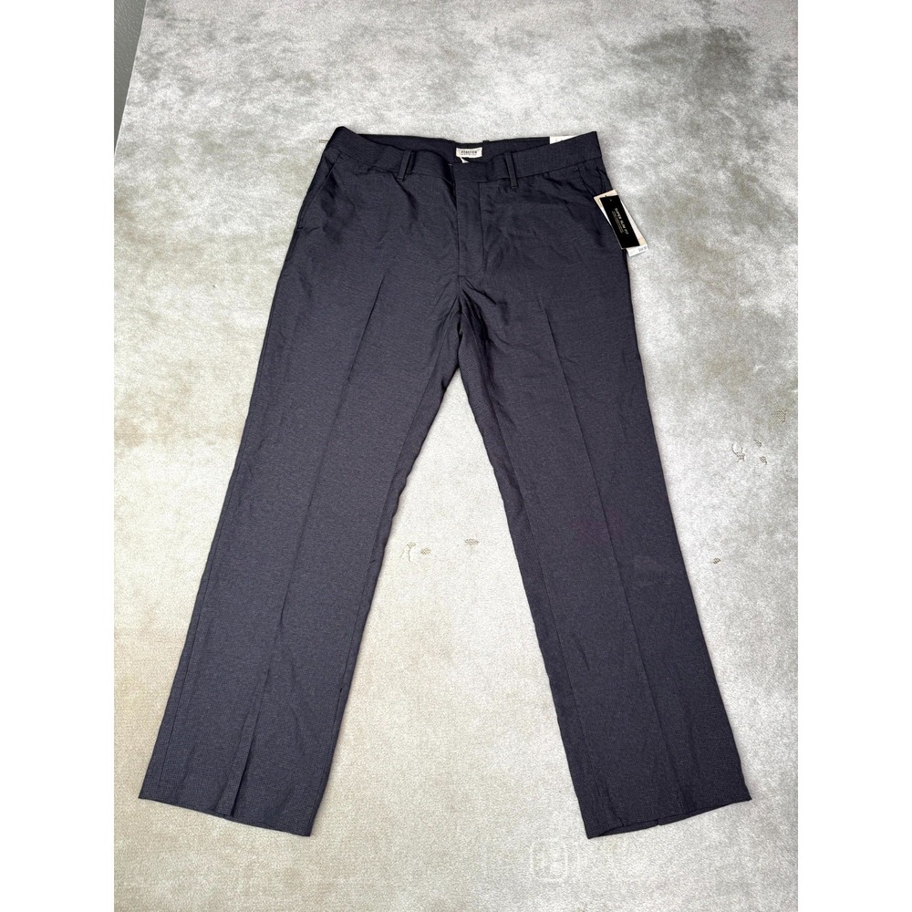 Kenneth Cole Reaction Dress Pants Mens 34x29 Gray Grid Mid Rise Straight Leg